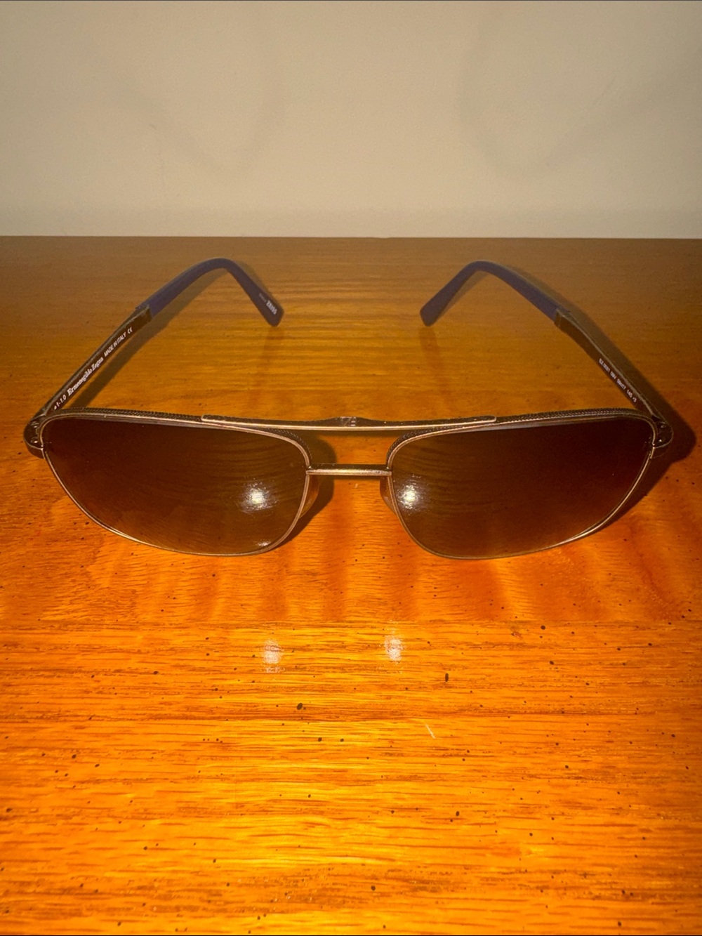 Ermenegildo Zegna Black/Gray Lens Metal Frame Sunglasses with original case